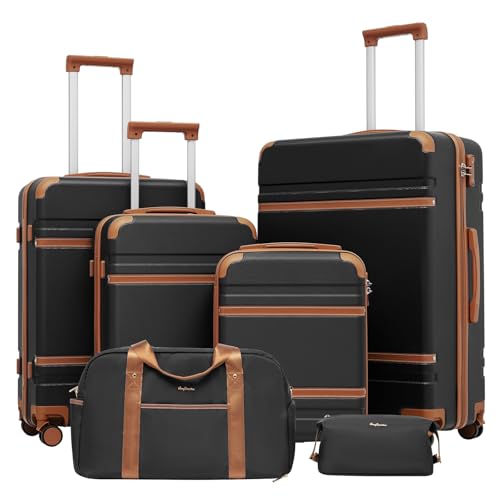 LONG VACATION Luggage Set 6 Piece Suitcase with Spinner Wheels,