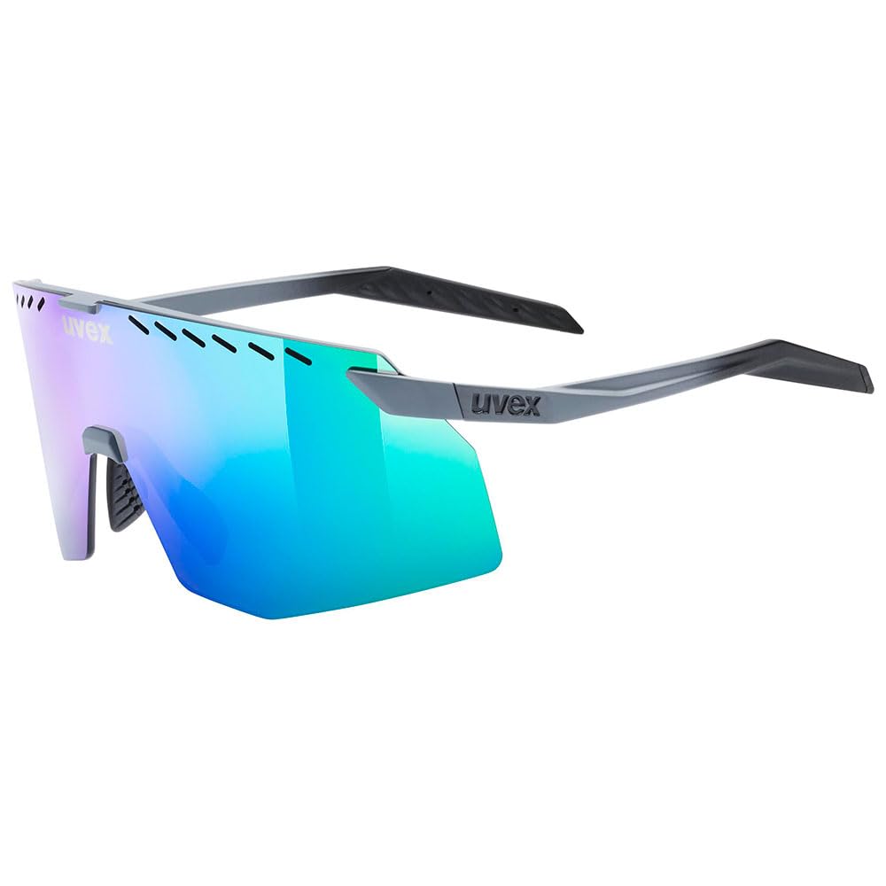 Uvex pace stage - sports glasses for adults - 100% UVA-, B, C protection - contrast enhancing - grey matt/mir.green - one size