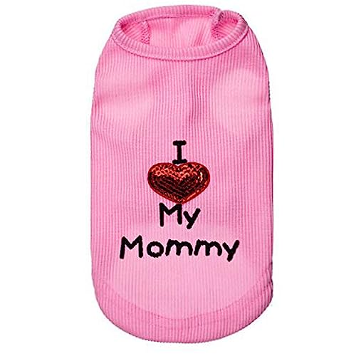 Small Dog Clothes XXS Puppy Dogs Shirt I Love My Mom Mommy Dad Daddy Dog T Shirts for Small Dogs - Image 3