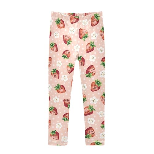 Berry Polka Dot Girls Leggings,Workout Leggings for Girls Toddler Athletic Leggings Size for 3-10T