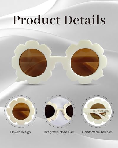 Image of 2PCS Flower Girl Gift Sunglasses-Daisy Floral Round Shaped Sunglasses, Little Bridesmaid Proposal Gift