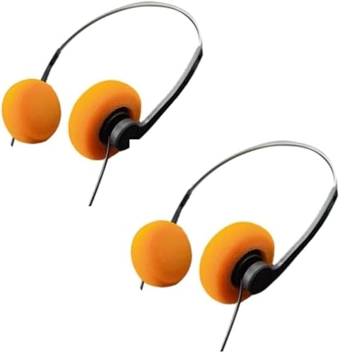 Clockjuan Retro-On-Ear-Kopfhörer, kabelgebunden, Stereo-Kopfhörer, leicht, tragbar, mit verstellbarem Kopfband, Kassettenspieler-Zubehör, Orange, 2 Stück Clockjuan Retro-On-Ear-Kopfhörer, kabelgebunden, Stereo-Kopfhörer, leicht, tragbar, mit verstellbarem Kopfband, Kassettenspieler-Zubehör, Orange, 2 Stück