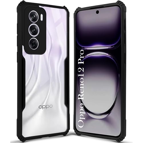 Image of Jkobi Back Cover Case for Oppo Reno12 Pro 5G | Oppo Reno 12 Pro 5G (Shockproof with Polycarbonate Clear Panel | Professional Black)