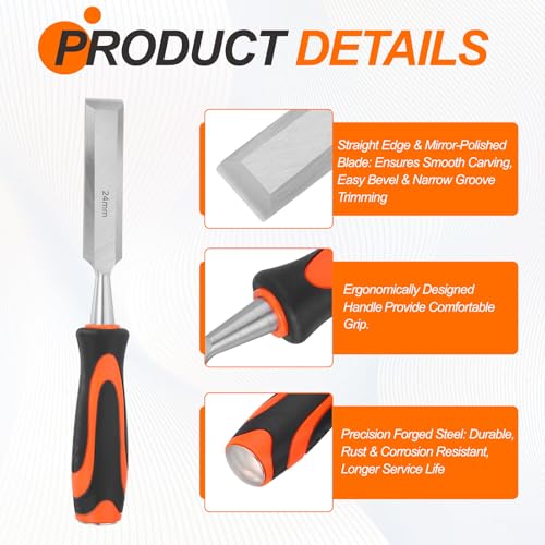 Cinceles de madera CR-V sourcing map juego de 4 piezas con mango plástico 5