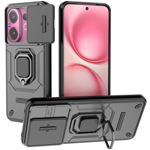 CoverLine Back Cover Camera Protection Ring Stand Magnetic Car Mount Shockproof Back Cover for vivo V60/ V60e 5G - Black