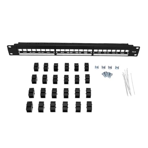 Panel de Conexión CAT6 de 24 Puertos con Acopladores RJ45 Paso de Red para Rack Ethernet de 1U
