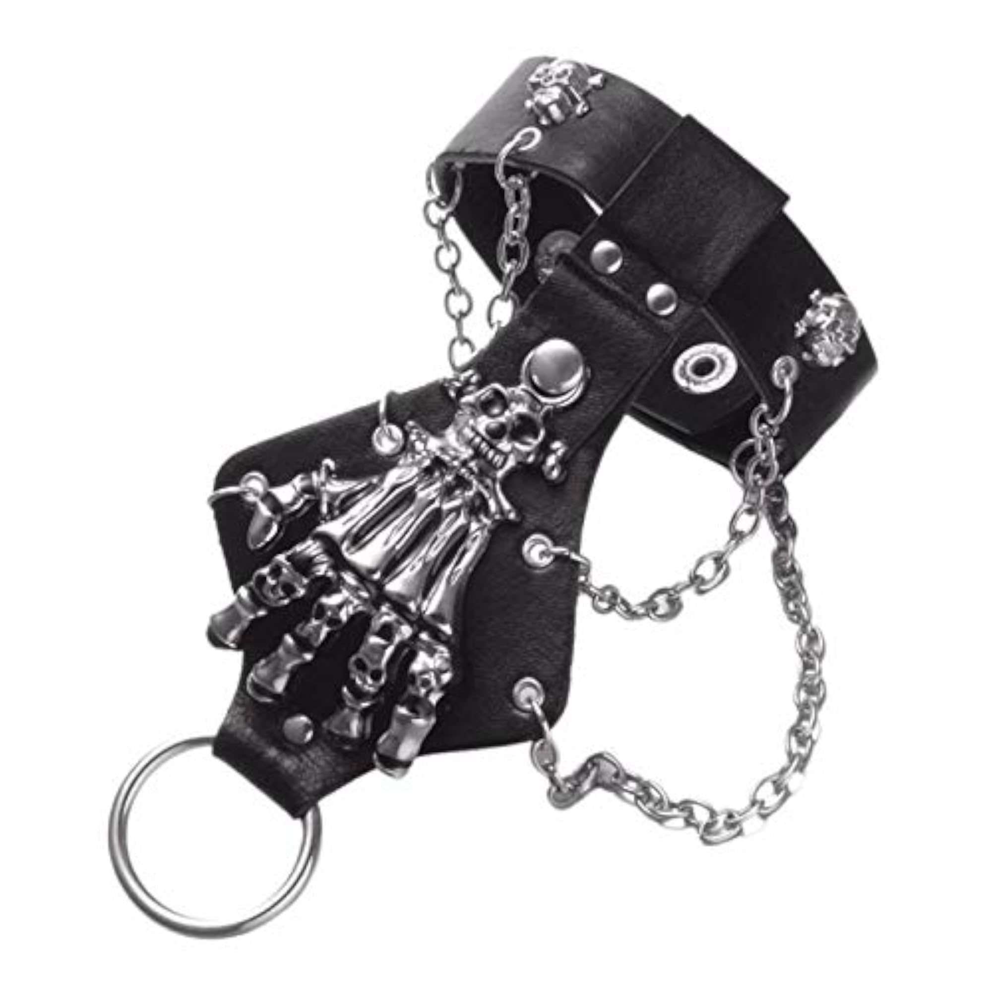 Punk Rock PU Leather Bracelets, Skull Skeleton Design