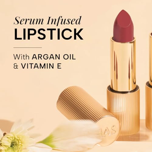 Image of RAS Luxury Oils Lumiere Satin Matte Lipstick | 8-Hr long stay Creamy Matte, Non-Drying, Lightweight & Pigmented | Natural infusion of Argan & Avocado | Vegan, Cruelty-Free