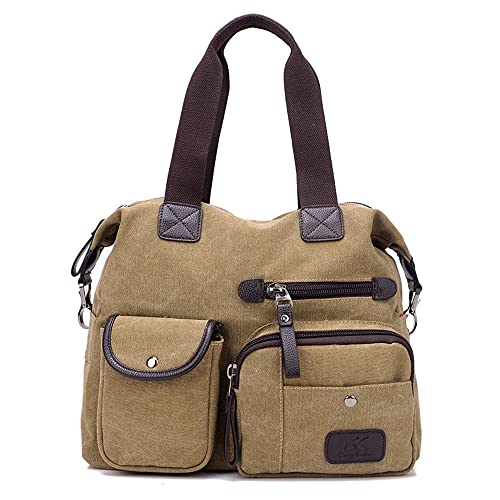 Sac à main en toile avec plusieurs poches pour femme organisée