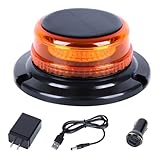 Solar akku Rundumleuchte, kabellose LED-Warnleuchte Magnetisch, gelb, 12 V/24 V,mit Kfz-Ladekabel und USB-Kabel für PKW, LKW, Traktor, Golfwagen und SUV