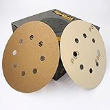 5 Inch Sanding Discs 8 Hole Grit 80 50pcs Pack Special Anti Clog Coating Tigershark Paper Gold Line Hook and Loop Velcro Dustless Random Orbital Sander Paper Coarse