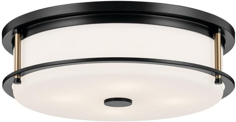 Kichler Brit 52597CPZ Flush Mount 4-Light 18˝ with Satin Etched Cased Opal Glass in Champagne Bronze