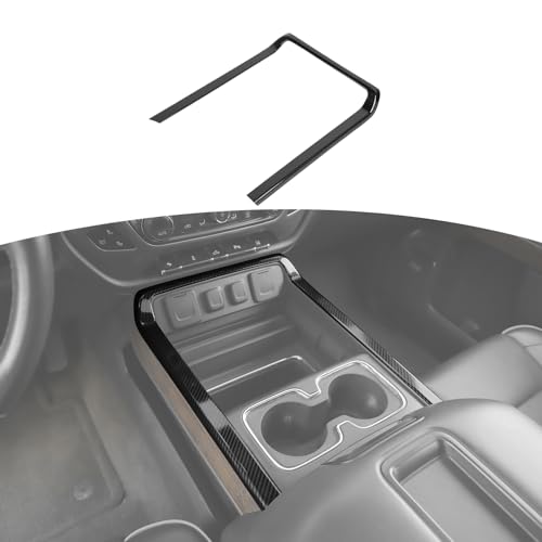 RT-TCZ for Chevy Silverado Carbon Fiber Center Console Trim Frame Cover for Chevy Silverado GMC Sierra 2014-2018 Black ABS Carbon Fiber Interior Accessories