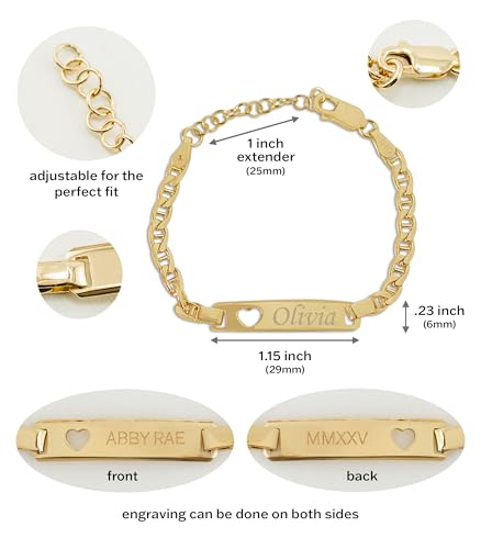 Cherished Moments Personalized Gift 14K Gold-Plated over .925 Sterling Silver Children's ID Name Bracelet for Babies, Toddlers, Kids, and Girls Custom Jewelry with Engraved Name4
