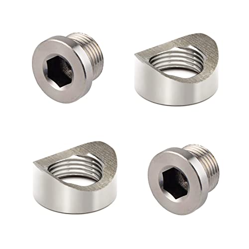 I Little Bamboo O2 Sensor Bung Stainless Steel Oxygen Sensor Mounting Bungs and Plugs M18 X 1.5 Thread Notched Style Oxygen Sensor Fitting Bungs Suitable for 1.5-2 inch Pipe- 2 Bungs/2 Plugs