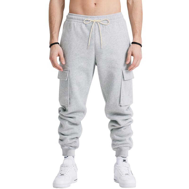 Mens Casual Sweatpants Fashion Solid Color Cargo Pants Comfy Loose Drawstring Waist Trousers Fall Jogger Clothing4