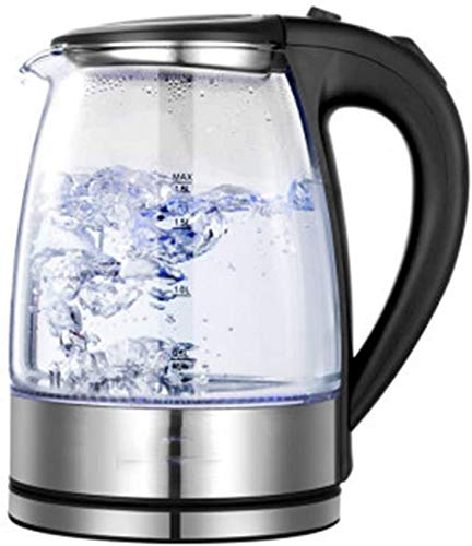Bouilloire en verre 1500W sans BPA avec couvercle intérieur inox 1.8L