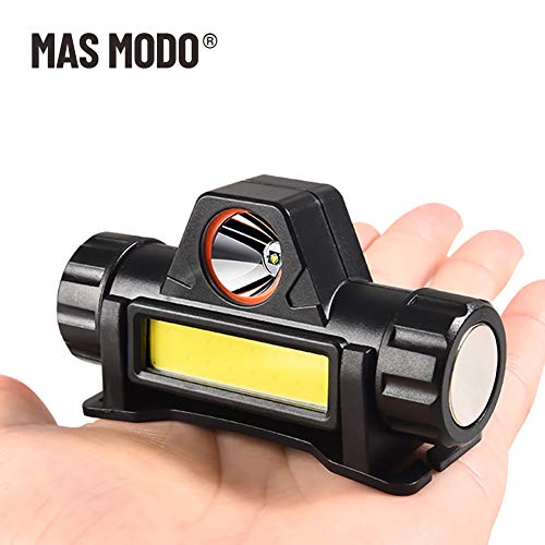MAS MODO LED Headlamp, Zoomable Magnetic USB Rechargeable Headlight, XPE COB 2 Led