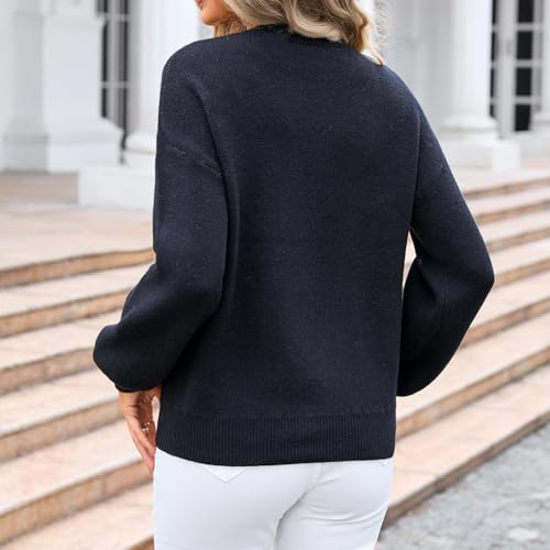 Image of Womens Knitted Pullover Bow Sweater Long Sleeve Crewneck Y2k Casual Bow Top