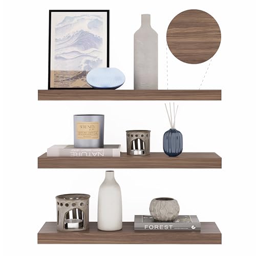 Listado de Baldas flotantes los 5 más buscados. 45 KITUL Set de 3 repisas flotantes para Pared de MDF 50x15 cm Nogal No aptas para tablaroca