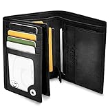 GenTo® Dublin - Große Klassische Geldbörse mit Münzfach - Apple AIRTAG Halterung - TÜV geprüfter RFID NFC Schutz - geräumiges Portemonnaie - Geldbeutel Herren und Damen - Inklusive Geschenkbox