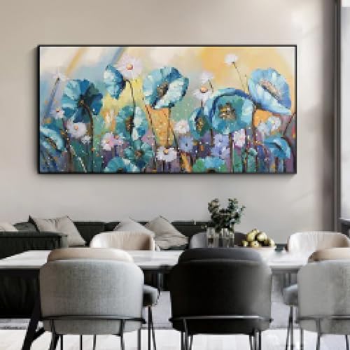 Toile graffiti bleu abstrait 30x60cm pour votre décoration