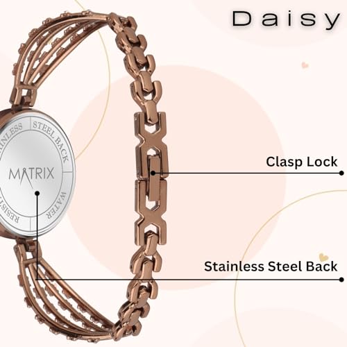 Matrix Daisy Collection | Stone Studded Dial with Designer Stone Studded Bracelet Chain Analog Watch for Women & Girls - Image 5