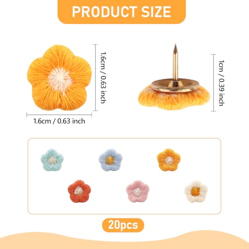 20 peças de pinos decorativos de flores para polegar, alfinetes decorativos de floresta, quadro de c