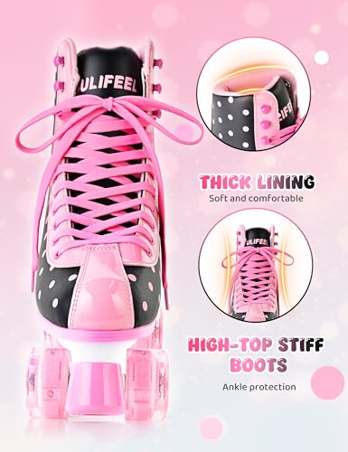 image for SULIFEEL Roller Skates for Girls and Women with Light up Wheels and Po
