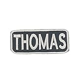 PIRANIMHD Thomas White on Black with Border Iron On Sew On Name Tag Small Patch for Jacket Vest
