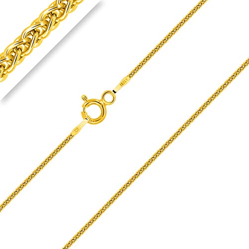 PLANETYS - Chaîne Enfant Bébé Maille Spiga Argent 925/1000 Plaqué Or Jaune 18 Carats Largeur 1 mm Longueur: 32 cm