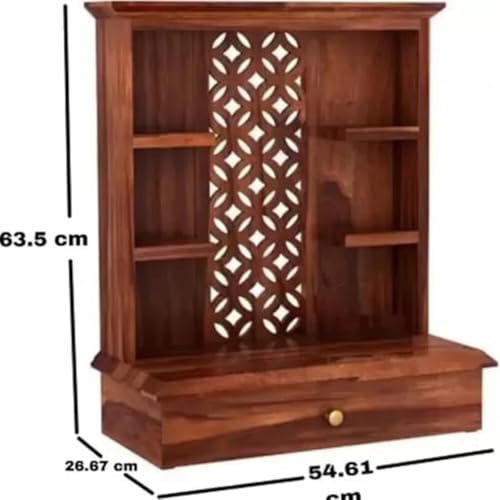 Image of SHEESHAM(Rosewood) MANDEEER for Hall Office Mandir for Home | Handcrafted Wooden Temple | Pooja Mandir for Home & Office | TraditionalTemple with Storage & Decor