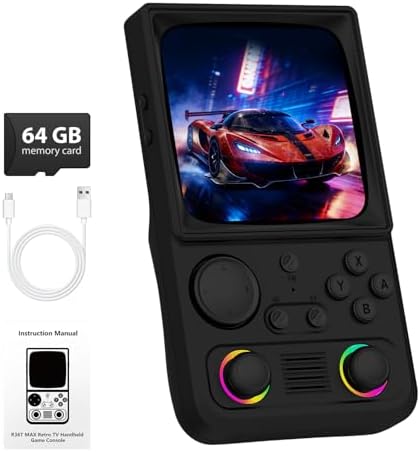 R36TMAX Retro Handheld Game Console, 4.0'' 720x720 IPS Screen, 64...