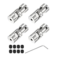 sourcing map 4 Stück Drehbare Kreuzgelenk Wellenkupplung 2.3mm bis 4mm Innendurchm. L23 x D9 mit Schrauben und Schraubenschlüssel für RC Modell