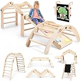 7-in-1 Montessori Klettergerüst Indoor Set, Verformbares Kletterdreieck mit Rutsche, Kletterbogen und Kreidetafel, Ideal für Babys & Kleinkinder 1-6 Jahre, Fördert Spiel, Bewegung und Kreativität