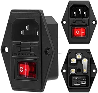 QLOUNI 3 Pcs AC IEC Socket 250V 10A 3 Pin Inlet Power Plug Socket IEC320 C14 Rocker Switch Power Socket 3 in 1 Module Plug 5A Fuse Switch Male Socket for 3D Printer
