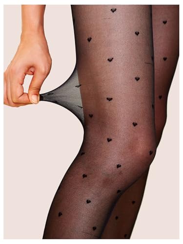 MakeMeChic Women's Heart Pattern Tights Pantyhose Elastic Mesh Sheer Leggings Stockings4