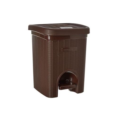 SIGNORA WARE Plastic 7 Liters Modern Lightweight Pedal Dustbin/Thrash Can Dustbins With Lid For Home/Non Garbage Smell/Unbreakable Single Mould/Heavy Duty Kitchen Bedroom Bathroom (7Ltr Brown),1 Count