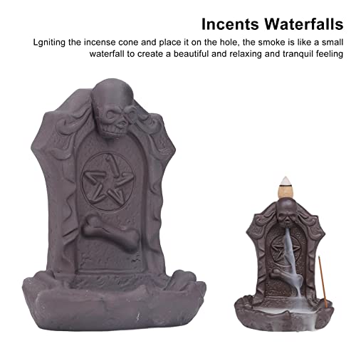 Plplaaoo Backflow Incense Burner,Waterfall Incense Burner,Halloween Tombstones Beautiful Attractive Decorative Desktop Exquisite Incense Waterfall Skull Style Ornaments For Office #TOP3