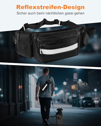 Razobws Leckerlibeutel für Hunde - Wasserdichter Futterbeutel Hundetraining mit Großer Kapazität, Abnehmbare Snack-Innentasche, Multifunktionale Bauchtasche für Hundezubehör