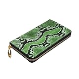 Materiales: esta cartera con estampado de piel de serpiente verde está hecha de piel sintética, esta cartera cuenta con una textura elegante y sofisticada que imita estrechamente el cuero auténtico, ofreciendo durabilidad y un aspecto lujoso. Cuero sintético avanzado y cremalleras de metal que lo harán duradero y duradero