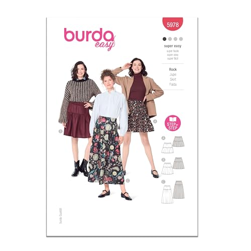 Burda Style X05978BURDA Easy to Make Misses' Tiered Skirt Sewing Pattern Packet, Design Code B5978, Sizes 8-22 (34-48) by burdastyle - Used condition - US$13.63