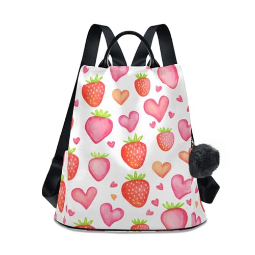 Sac à dos tendance pour femme grande capacité rose fraise élégant