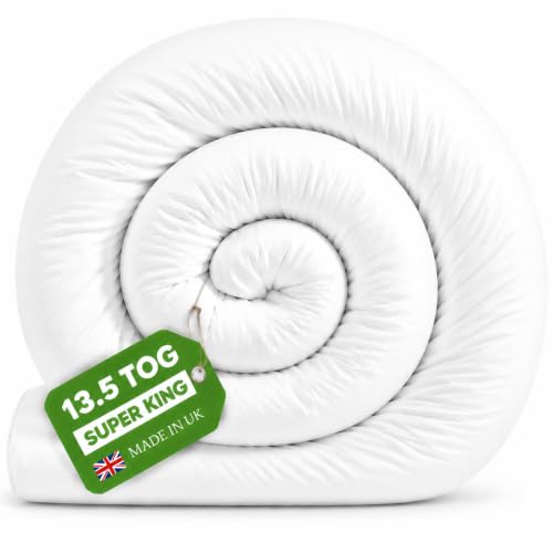 Extra Thick Anti Allergy 13.5 Tog Super King Duvet - Luxury Hotel Quality Hollowfibre Ultra Soft Cosy Skin Friendly Warm Winter Fluffy Quilt Soft Machine Washable