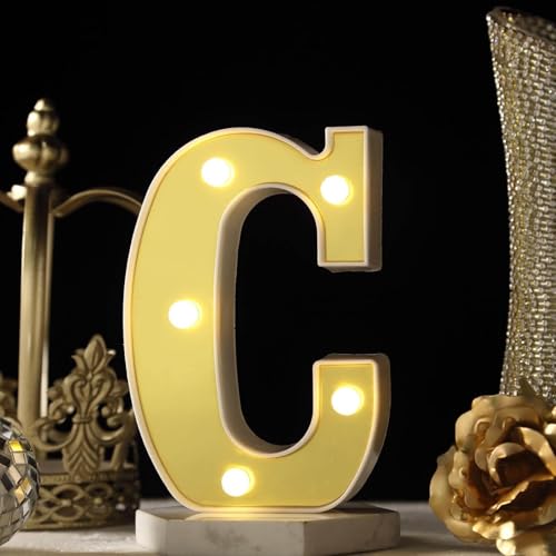 Image of Efavormart 6 inch Gold Marquee Letter C, Mirror Front Warm White LED Light Up 3D Sign, Battery Operated 72H Glow for Wedding Party & Wall Decor