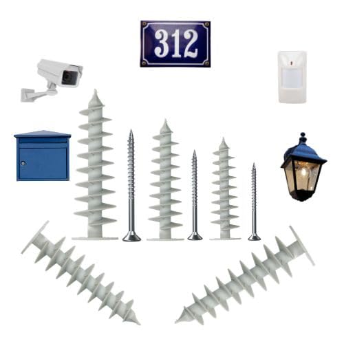 BTG-TM Nylon Dämmstoffdübel Dübel WDVS Hartschaumdübel zum wärmebrückenfreien Befestigen von Lampen Briefkästen Bewegungsmeldern in Dämmplatten Fassade (10 Dämmstoffdübel + 10 Schrauben 50mm)