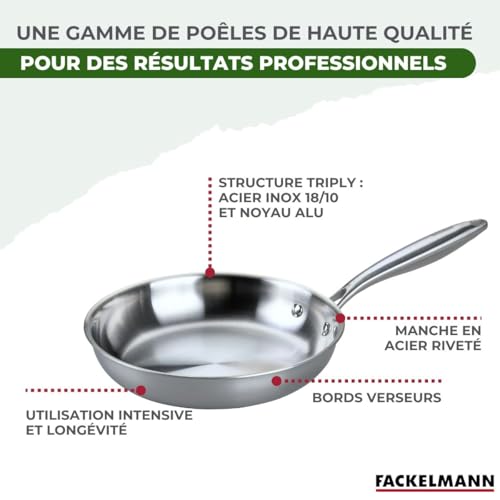 Poêle de cuisson inox Fackelmann anti-rayures durable garantie 5 ans tous feux induction - 8