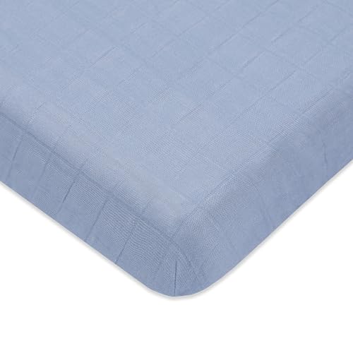 Organic Cotton Mini Crib Sheet, GOTS-Certified, Dewdrop Blue