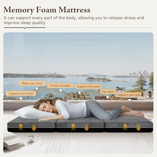 Image of GEMBED Tri Folding Mattress Twin Size - 4 Inch Foldable Floor Sofa Bed