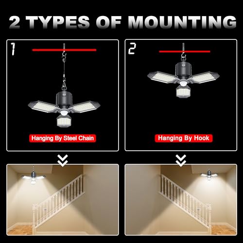 Image of Plug in Motion Sensor LED Garage Shop Light 2 Pack 8000LM